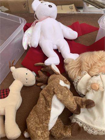 Vintage Christmas Plush and Beanie Babies