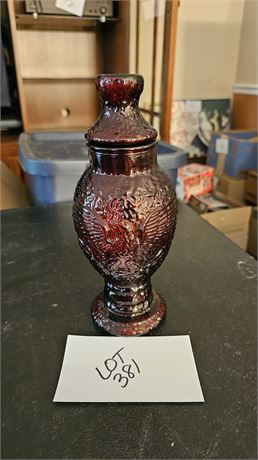 Wheaton Ruby Glass Eagle Lidded Apothecary Jar