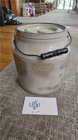 Antique Lidded Stoneware Crock