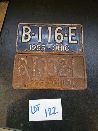 Vintage 1955 Ohio License Plates