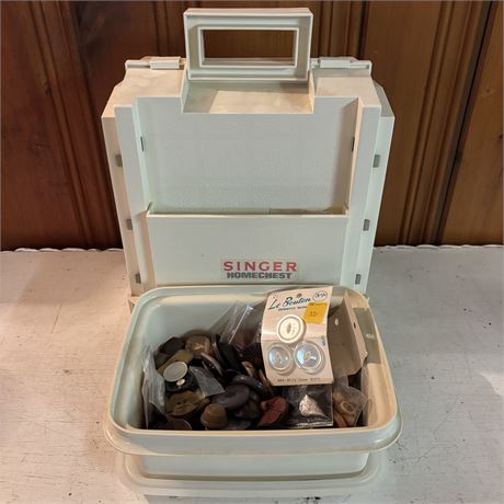 Singer Sewing Caddy w/ Contents and Old Buttons!!