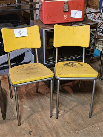 Vintage Yellow Vinyl Kitchen Chairs