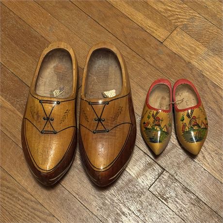Vintage Genuine Wooden Clogs - Adult and Child Sized