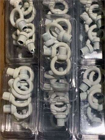 White-Finish Threader Eye Nut/Loop Chandelier/Lighting Hanger Hardware Lot