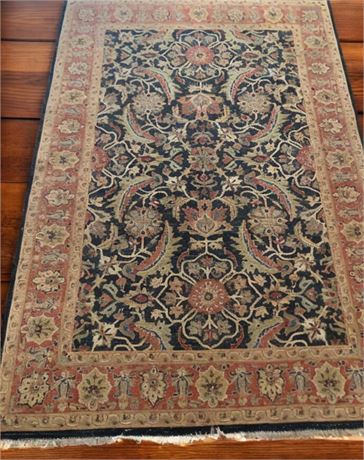 Vintage 1960s Red/Blue Kashan Bohemian-Style Area Rug