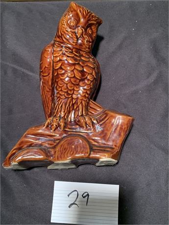 Vintage Ceramic Owl Figurine Glossy Planter Or Vase 11 Inches Tall