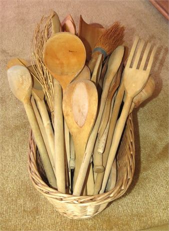 Basket of Wood Utensils