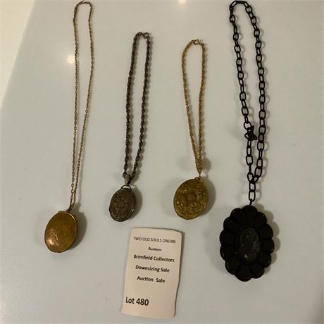 Antique Hinged Engraved Photo Locket Pendant Necklaces