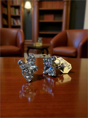 Vintage Coro Rhinestone Screw-Back Earrings