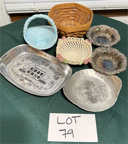 Vintage Basket/Trinket Dish Lot Longaberger, Capodimonte, Gorham, Wendell August