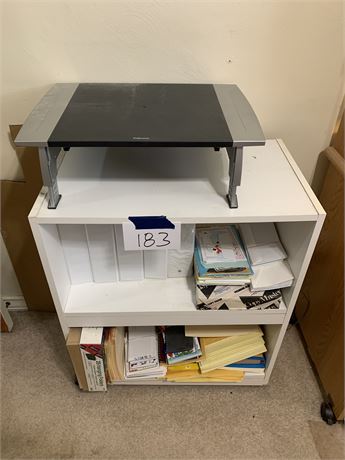 White Wood Office Shelf Cart With Contents