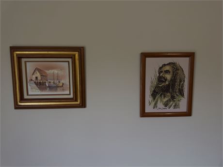 Framed Art Prints, Jesus Laughing and John Luini Boat fishing