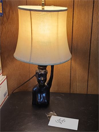 Carved Wood African Lady Bust Lamp