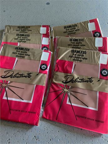 Vintage Debutante Seamless 100% DuPont Nylon Stockings In Cinna Glo Sz 9 1/2