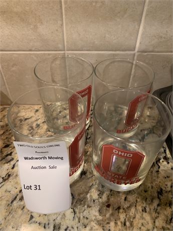 Ohio State Buckeyes Lowball or Rocks Glass Set of 4