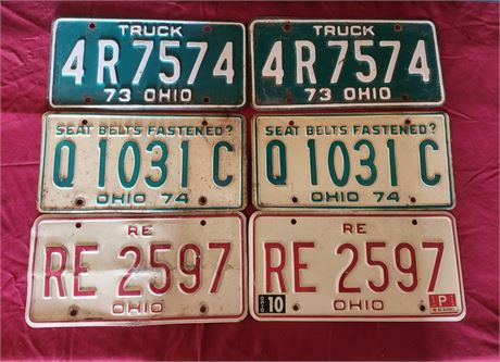 1973, 1974, RE license plates