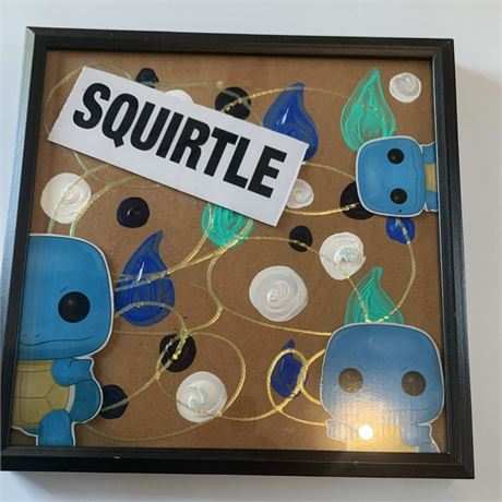 Custom-Framed Funko Pop Squirtle #504 Decorative Wall Art