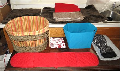 Bath Rugs, Tablecloths, Baskets, Etc