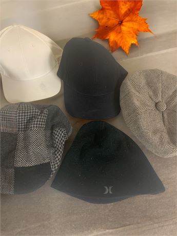 Black Hurley Beanie Hat, Tweed Flat Hat, Trucker Snap Back Hats, Paper Boy Hat