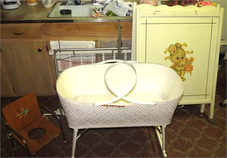 Vintage Crib, Bassinet, Potty Chair