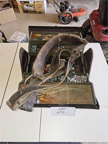 Vintage Metal Toolbox, Belt, Hardware & More