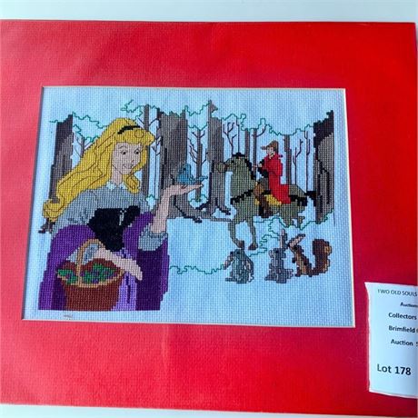 Disney Sleeping Beauty Princess Aurora Needlepoint Framed Wall Art