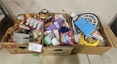 Misc Box Lots x3- Kitchen, Party Supplies, Kids, Office & Much More
