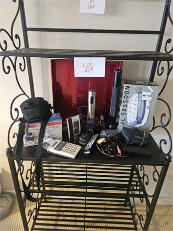 Mixed Electronics Lot- Curlers, Pentex Camera, Blood Pressure Machine & More