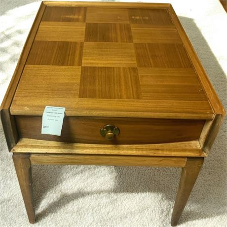 MCM Square Parquetry Walnut End/Accent Table 28 x 22 x 22.5 H