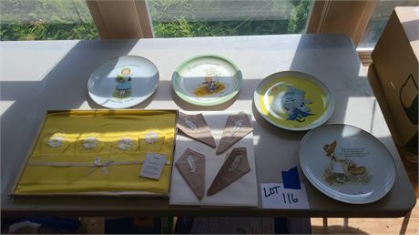 Friendly Greetings Collector Plates & Pixie-&-Daisy Linen Sets