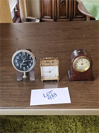 Vintage Clocks - Wood Alarm Clock / Vintage Waltham Car Clock & More