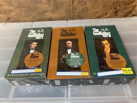 The Godfather Movies 1 2 & 3 VHS Movie Collectors Set Sealed Never Opened