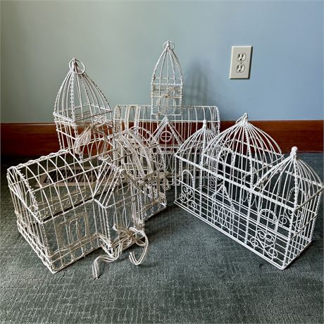 Victorian Style Wire Bird Cage Decor Trio - 14"L x 18" (Largest)