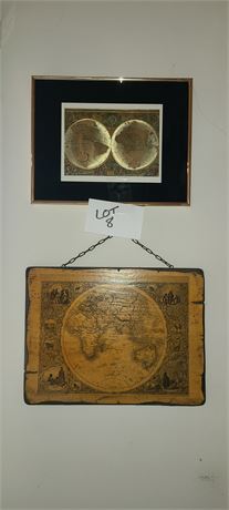 Wall Art : Eastern Hemisphere on Wood & Foil Earth Map Framed
