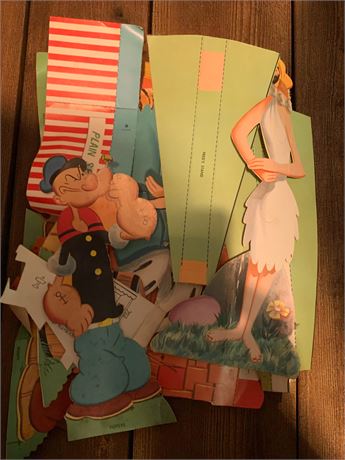 Vintage Kids Popeye the Sailor Man & The Flintstones Stand-Up Cutouts