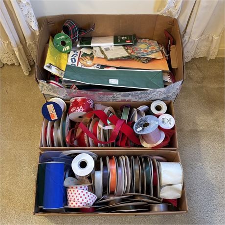 Large Boxes of Gift Wrappings, Bags, & Ribbons