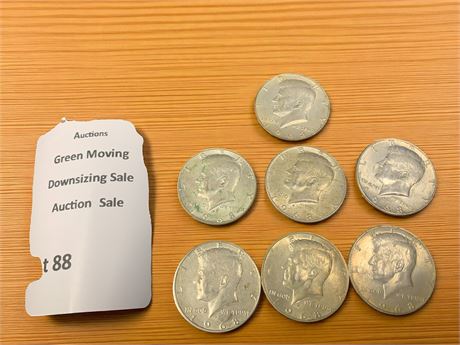 1968 Half Dollar Silver Coins (40% Silver) - Lot of 7