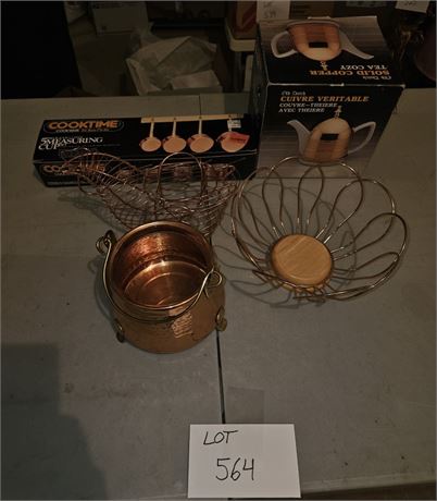 Mixed Copper Tone Egg Basket, Fruit Basket, Canister Set & More