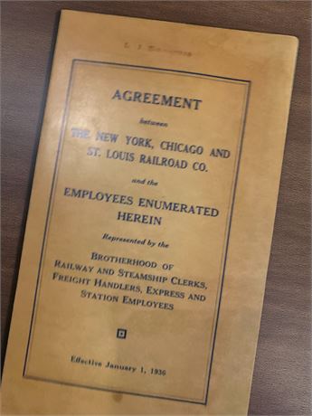 New York, Chicago and St. Louis Railroad Co. Union Agreement From 1930