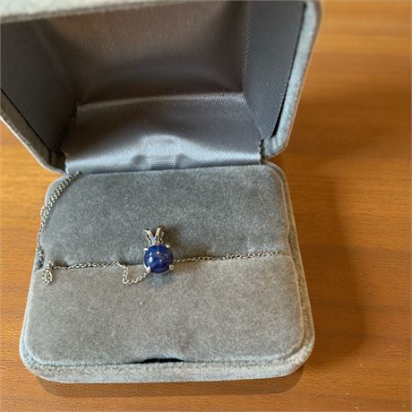 Round Blue Lapis Lazuli Stone Pendant Necklace