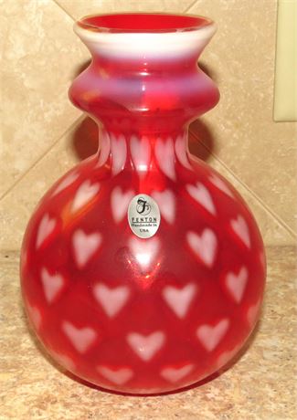 Fenton Cranberry Opalescent Vase