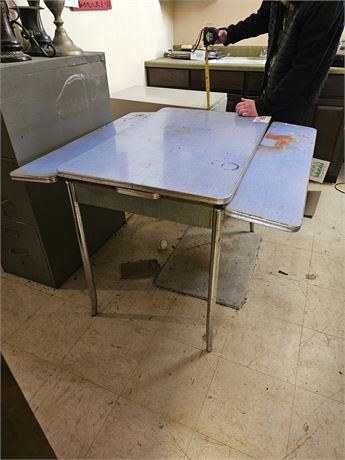 Vintage Blue Metal 1950's Kitchen Table