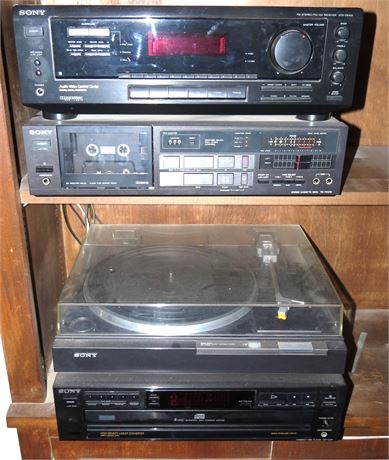 Sony Cassette Deck, Receiver, Turntable, 5 Disc Changer