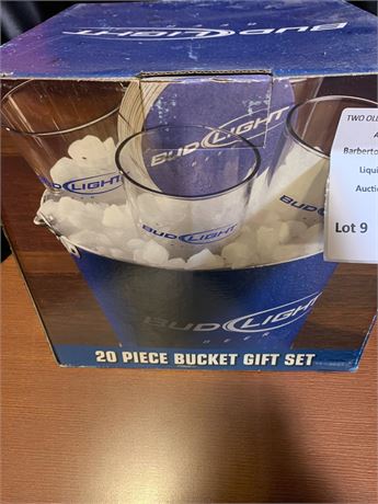 Bud Light 20 Piece Gift Pack - Ice Bucket, 15 Coasters, Pub Beer Glasses