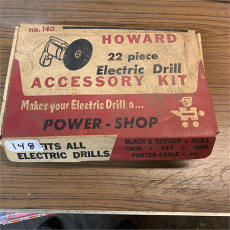 Howard 22 PIece Electric Drill Accessory Set Original Box
