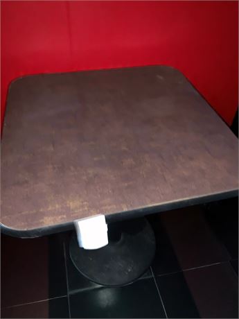 Square Retro Style Pedestal Restaurant/Pub Table Maroon & Black