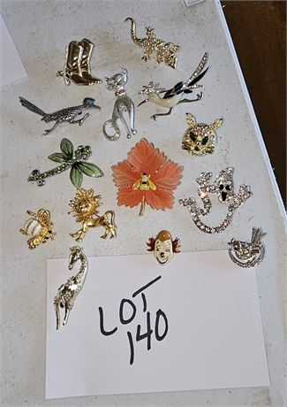 Vintage Mixed Figural Pins/Broaches Sizes, Style & Maker Vary