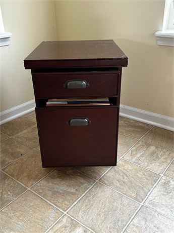 Wood 2 Drawer Filing Cabinet- rolls