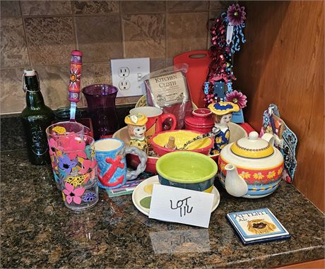 Colorful Kitchenware: Pansy S&P Set, Teapot, Bowls, Casserole & More