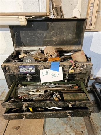 Metal Tool Box with Assorted Tools / Supplies & More